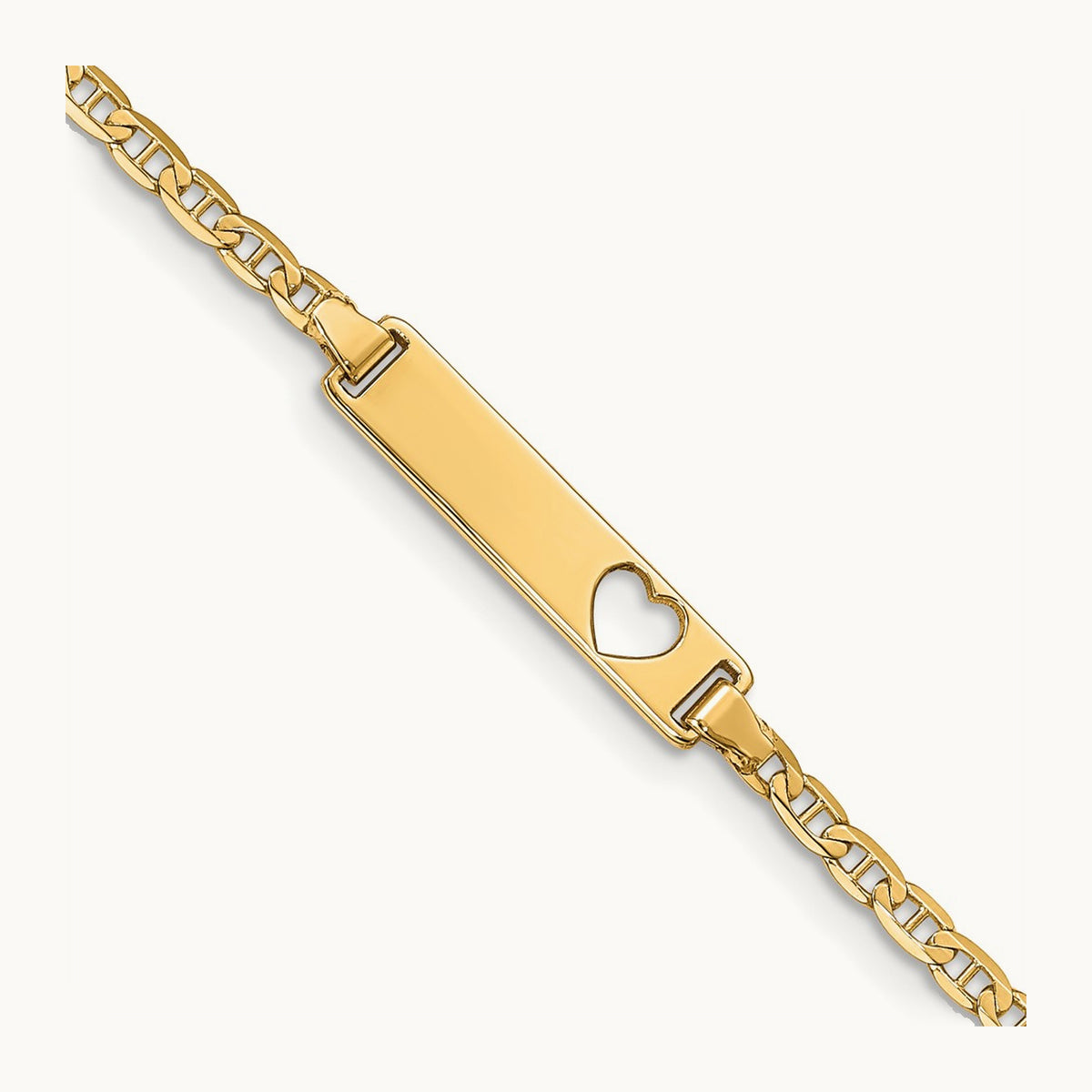 Cut-out Heart Anchor Link ID Bracelet — 7mm