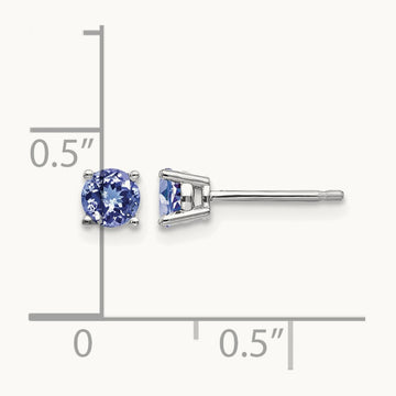 Tanzanite Post Earrings, 14K White Gold