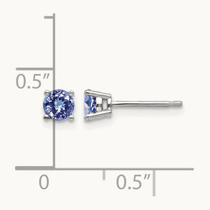 Tanzanite Post Earrings, 14K White Gold