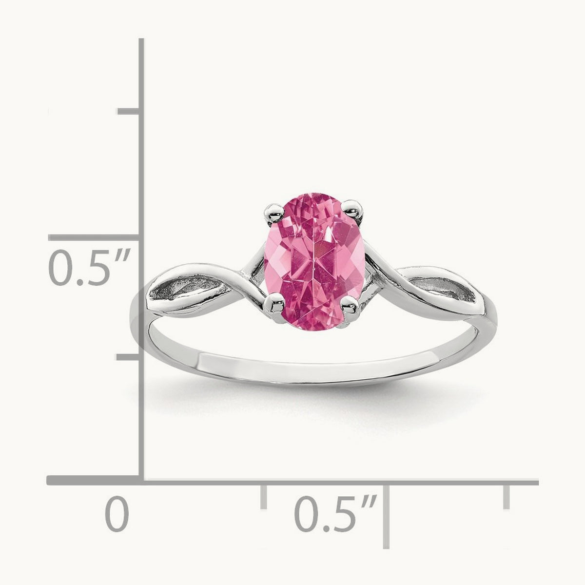 7x5mm Oval Pink Tourmaline Ring, 14K White Gold