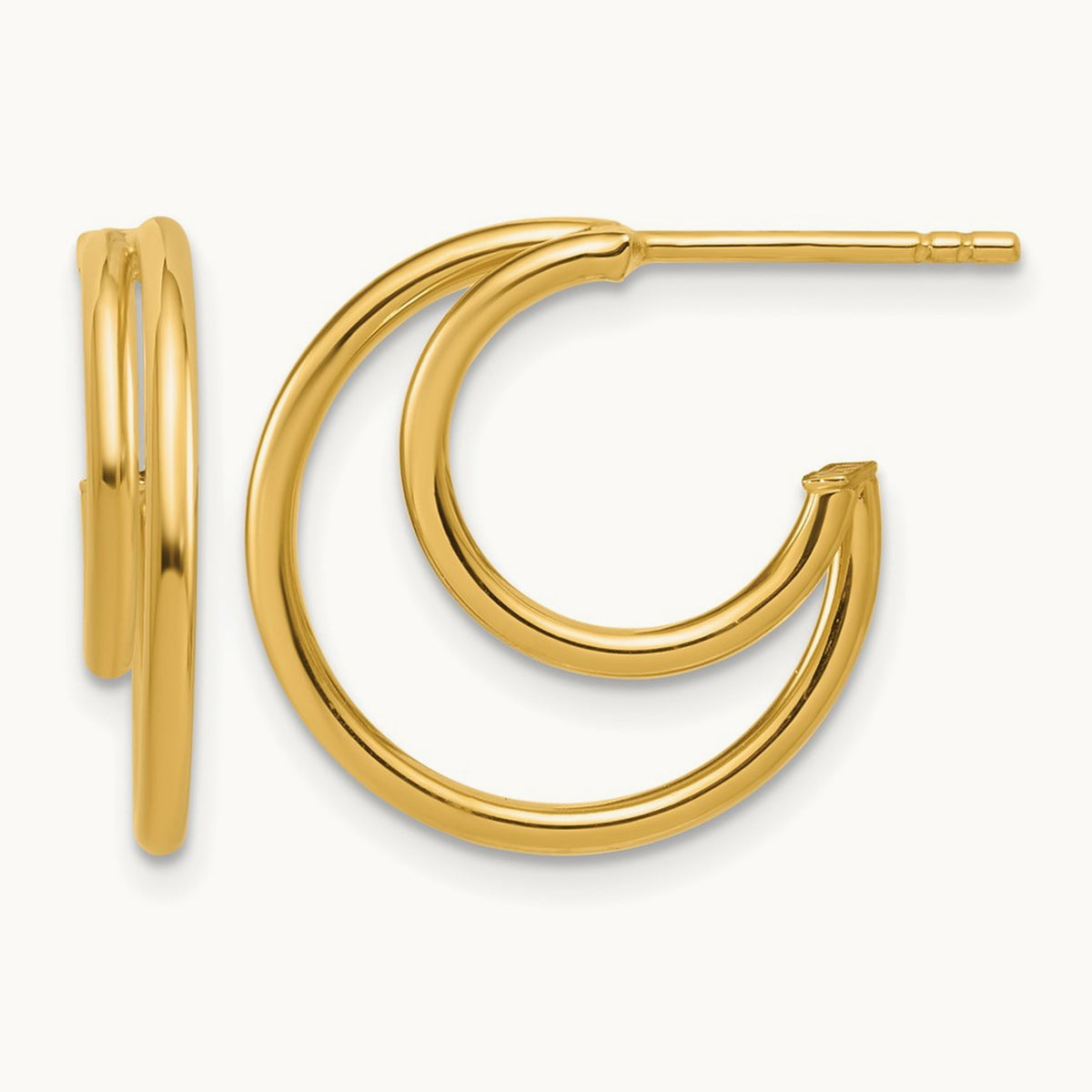 w/ Polished 2-Row J-Hoop Post Earrings — Leslie's — 14K Yellow Gold, 17mm