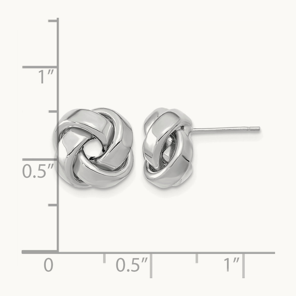 Polished Love Knot Post Earrings — 14K White Gold