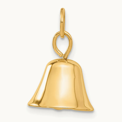 Moveable 3D Wedding Bell Charm, 14K