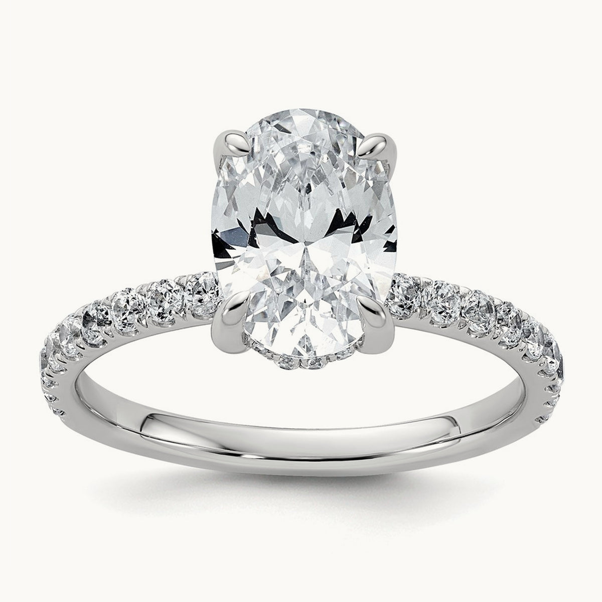Oval Solitaire Engagement Ring, 1.25-4.50 ct tw Lab-Grown Diamond — 14K White Gold