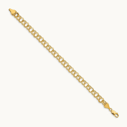 Double Link Charm Bracelet, 14K