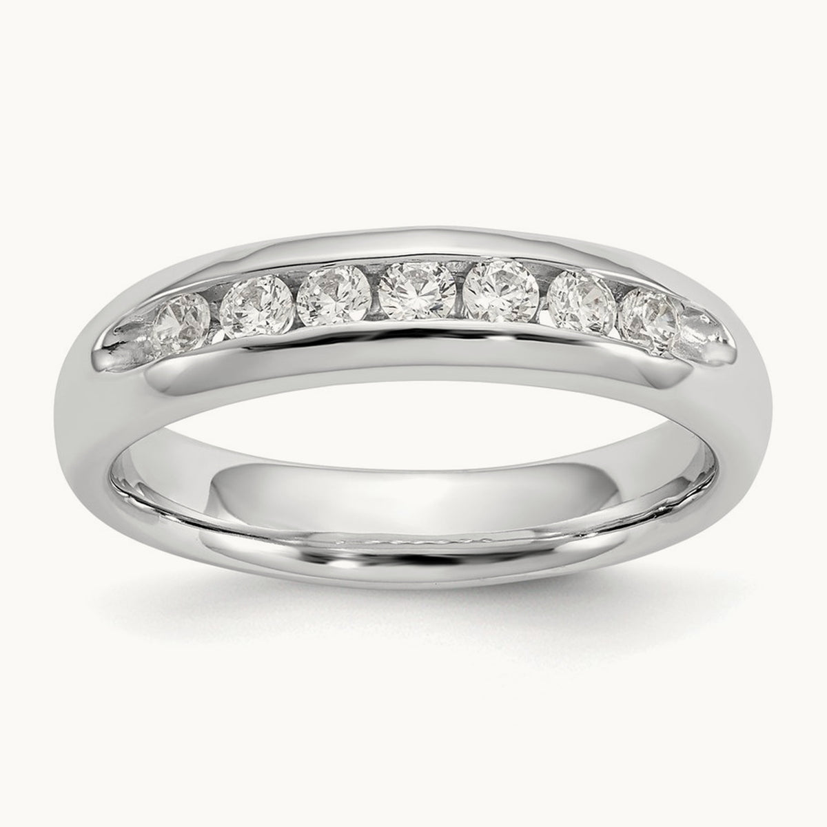 7-Stone Diamond Channel Band, 14K White Gold