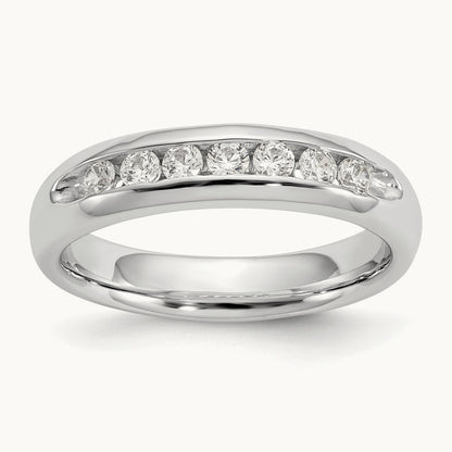 7-Stone Diamond Channel Band, 14K White Gold