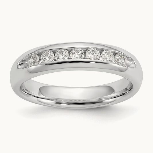 7-Stone Diamond Channel Band, 14K White Gold