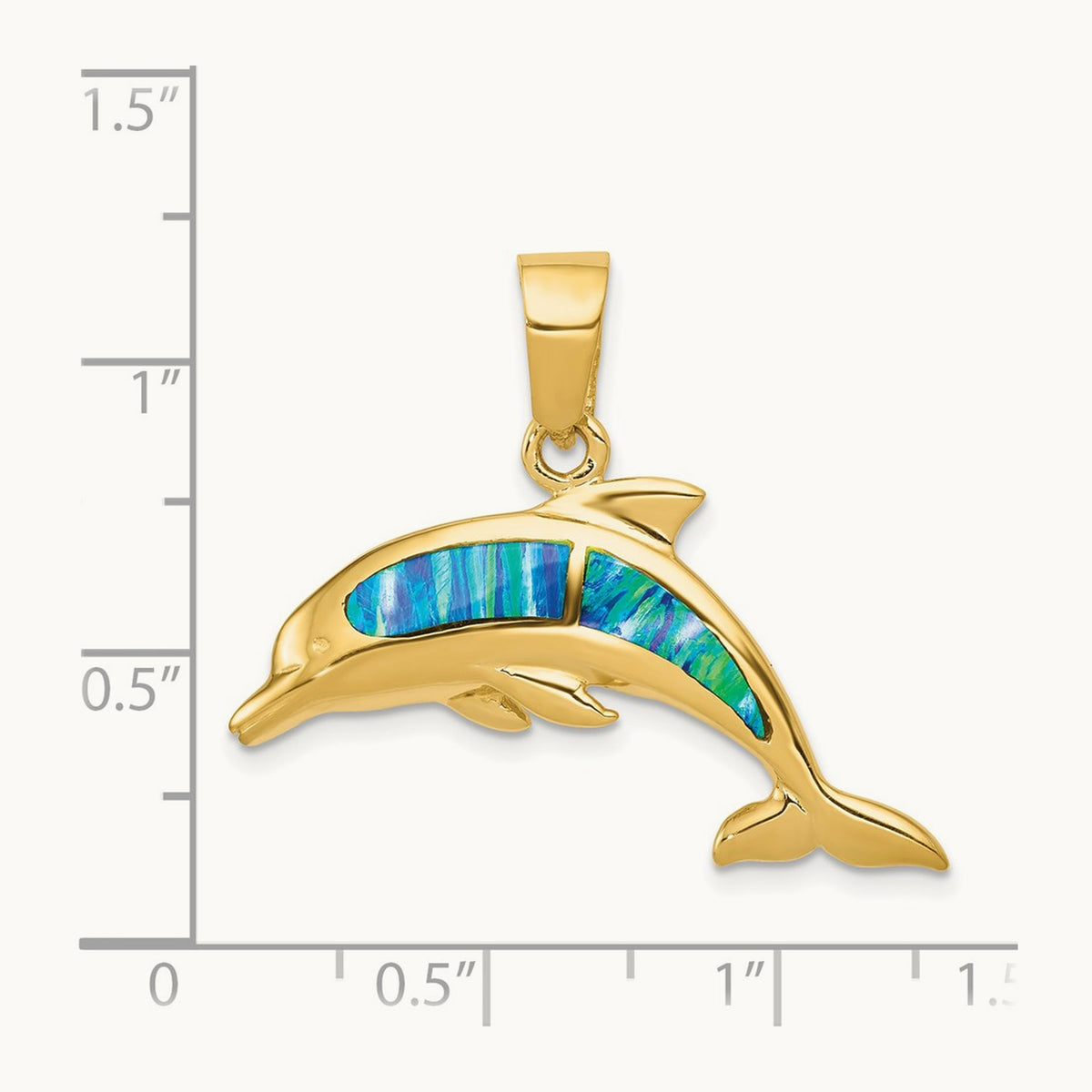 Lab Created Opal Dolphin Pendant — 29mm