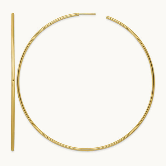 2.0 x Polished Post Hoop Earrings, 100mm, 14K