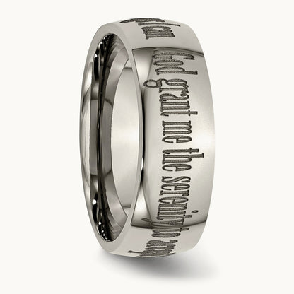 Polished Serenity Prayer Laser Design Band — photo set