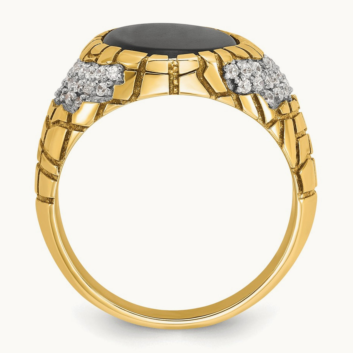IBGoodman Men's Onyx and Diamond Nugget Complete Ring, 14K