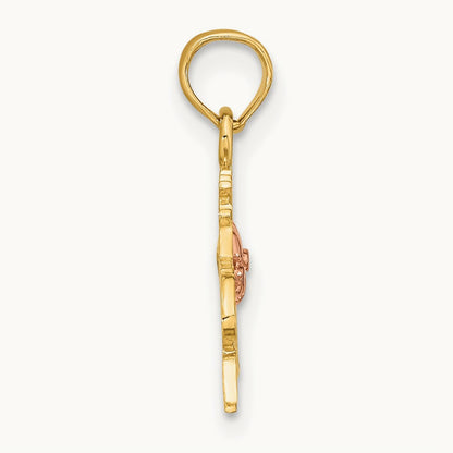 #1 GRANDDAUGHTER w/ Flowers Charm, 14K Two-tone