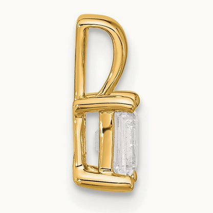 Emerald Four-Prong Pendant, 1/2-5 ct Lab-Grown Diamond — 14K Yellow Gold