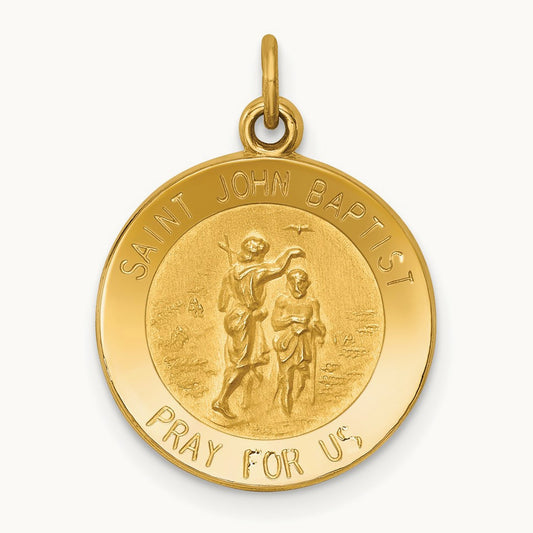 Saint John Baptist Medal Charm, 14K