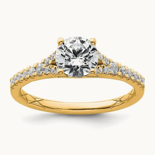 Round Engagement Ring, 1.25-3.00 ct tw Lab-Grown Diamond — 1 1/4 ct, 14K Yellow Gold