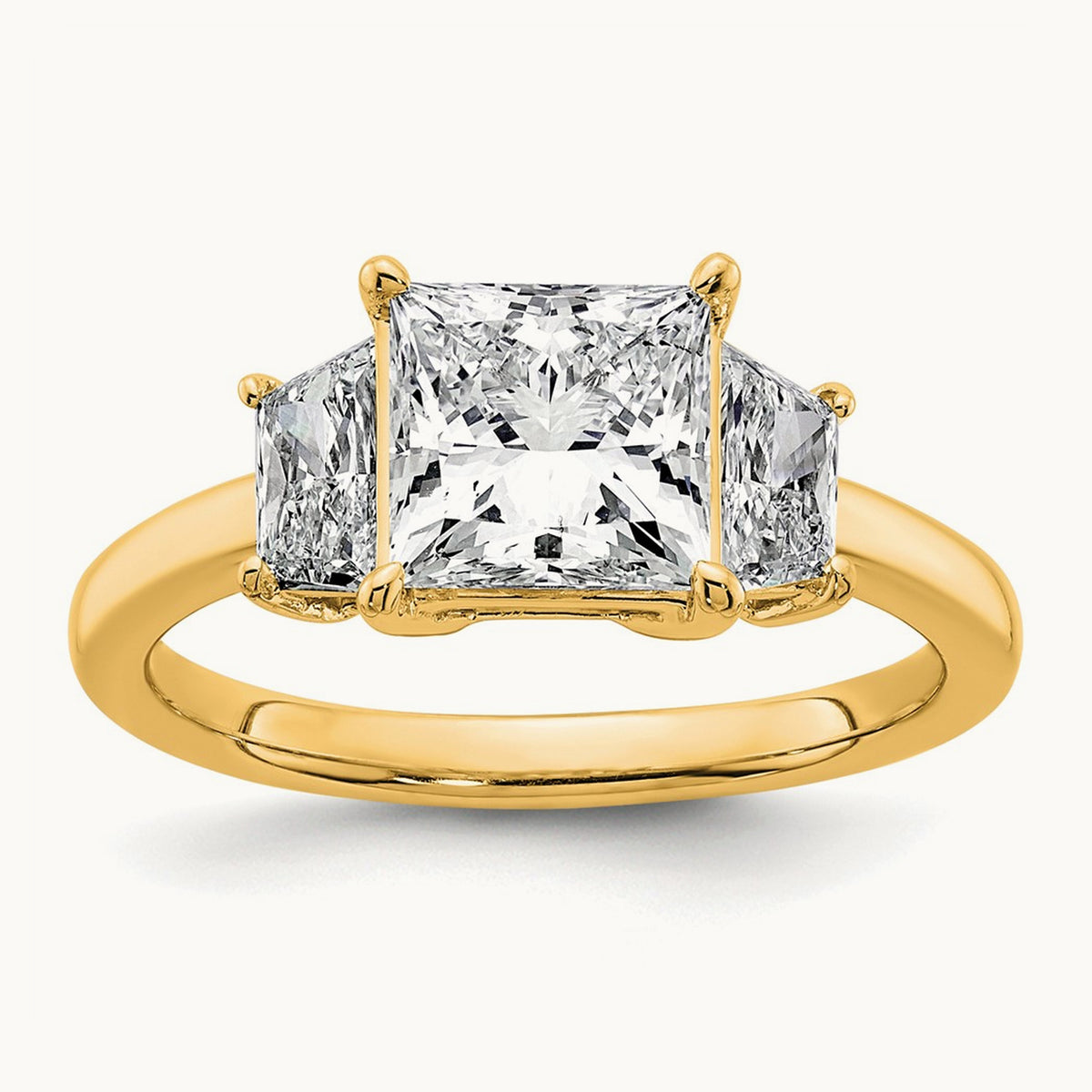 Princess & Trapezoid Engagement Ring — 14K Yellow Gold, 2 3/4 ct, 7