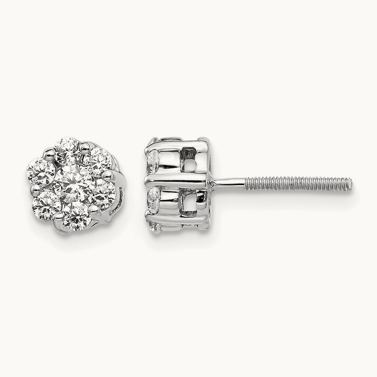 Diamond Cluster Screwback Earrings — 7mm