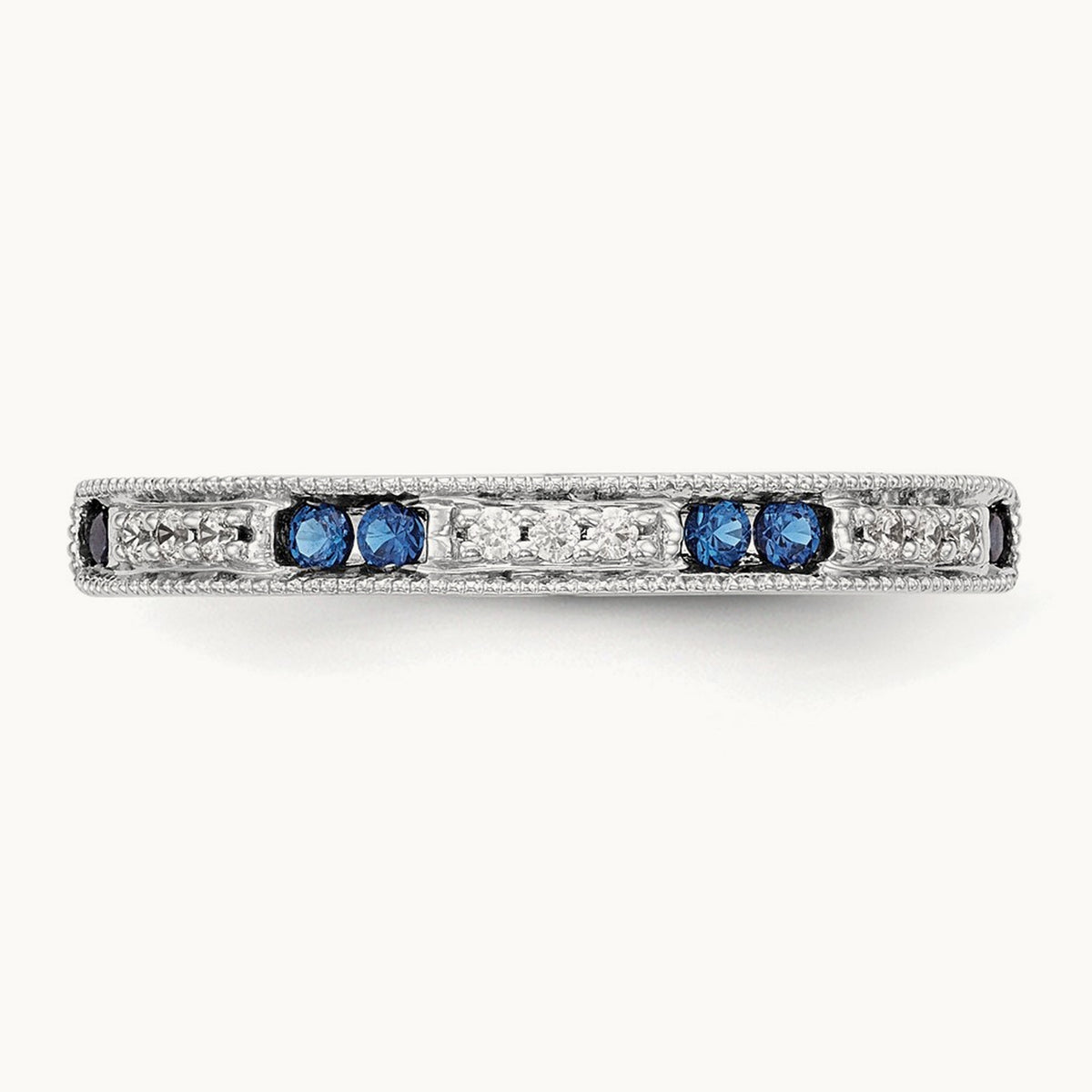 Diamond w/Sapphire Band, 14K White Gold
