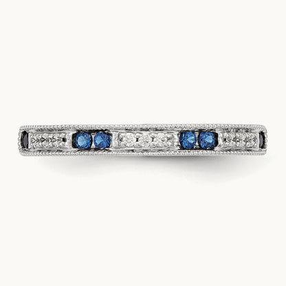 Diamond w/Sapphire Band, 14K White Gold