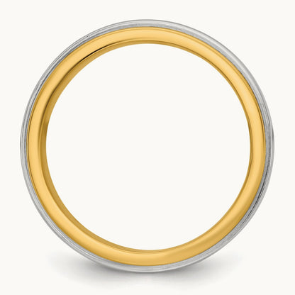 Y/W Double Banded Wedding Band, 6mm, 14K Two-tone