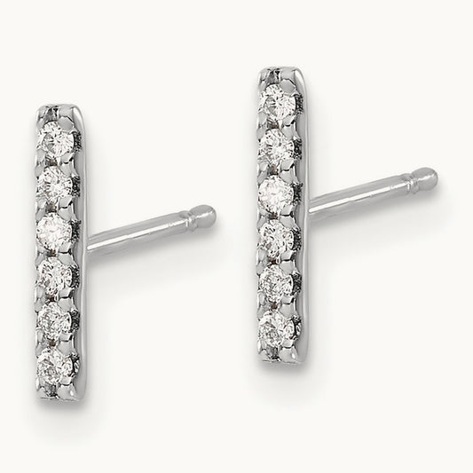 Diamond Bar Earrings, 14K White Gold