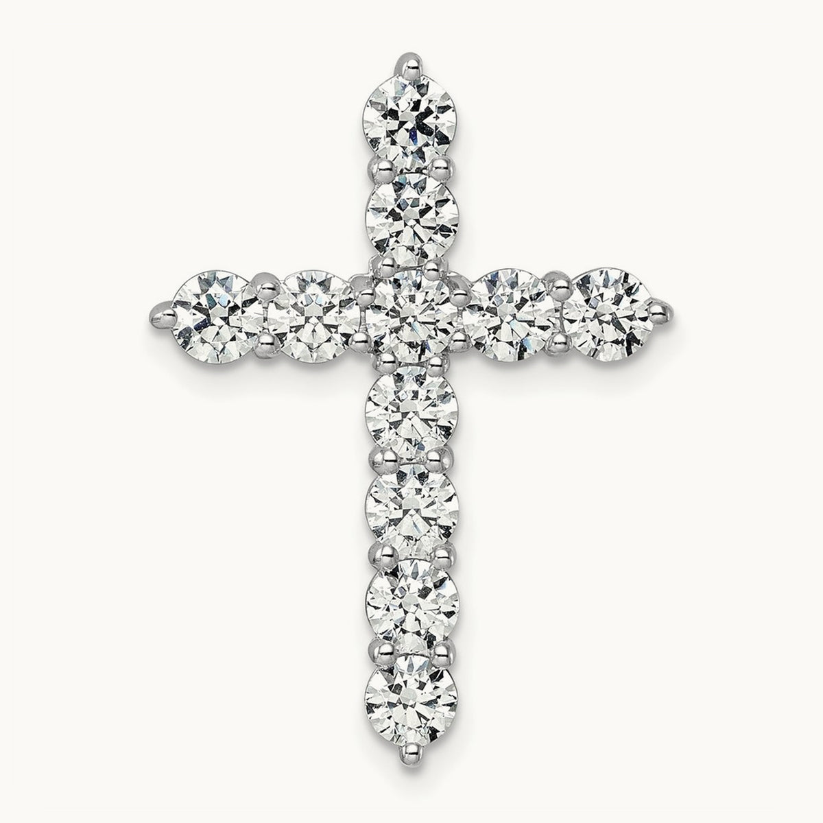 Cross Chain Slide Pendant, 3.00 ct tw Lab-Grown Diamond — 14K White Gold