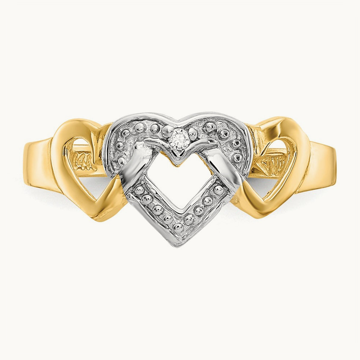 Rhodium Diamond Heart Toe Ring, 14K