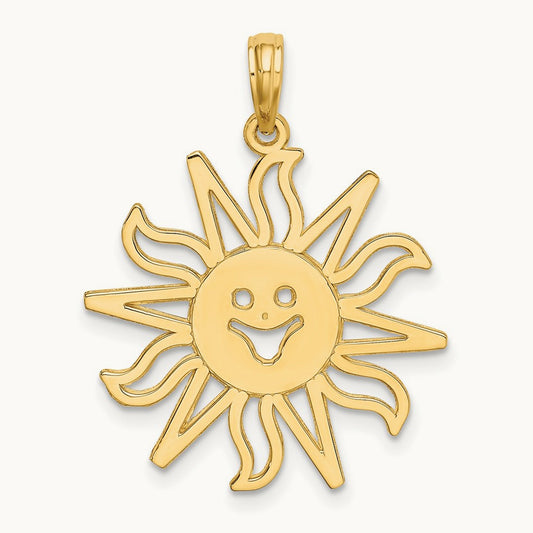 Cut-out Smiling Sun Charm, 14K