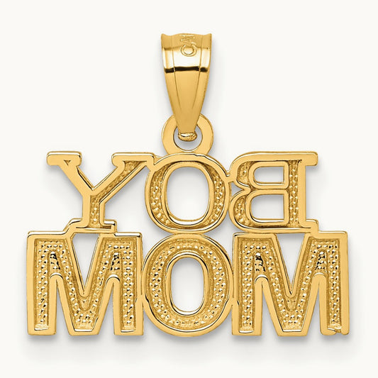 Polished BOY MOM Pendant, 14K