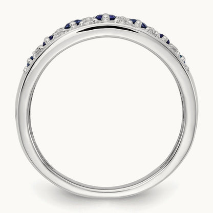 Created Sapphire Ring, 0.20 ct tw Lab-Grown Diamond