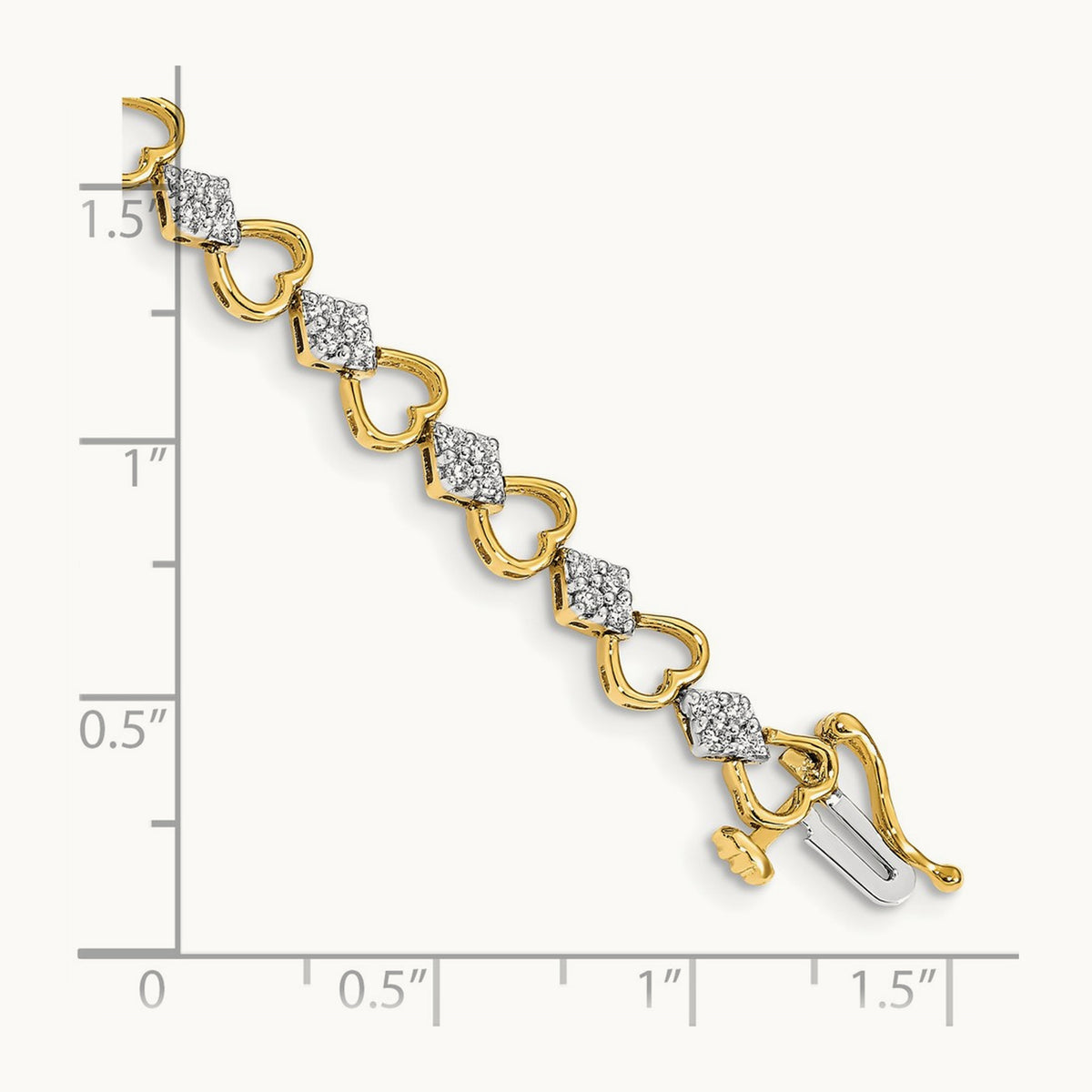 Diamond Heart Link Bracelet, 14K