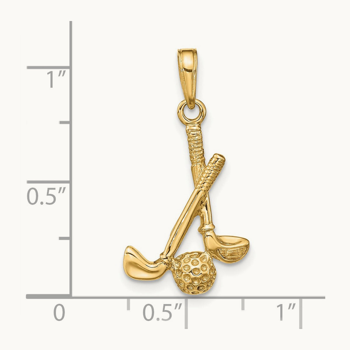 3-D Clubs and Ball Pendant, 14K