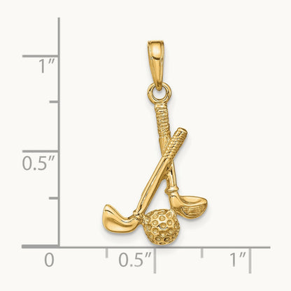 3-D Clubs and Ball Pendant, 14K