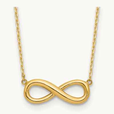 Polished Infinity 16.5in with 1in ext Necklace, 14K
