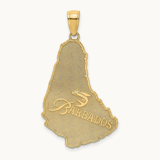 Textured BARBADOS Map Charm, 14K