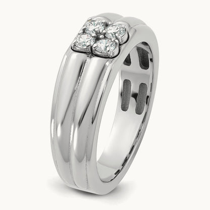 Setting: 14K Two-Tone IB Goodman Men's Polished 4-Stone Diamond Ring Mounting, 14K Gold — 14K White Gold