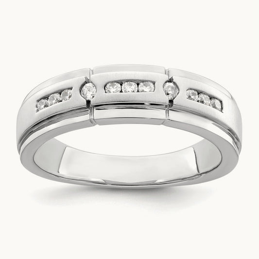 Satin and Polished Men's Ring, 0.25 ct tw