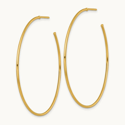 1.2 x Polished Post Hoop Earrings, 50mm, 14K