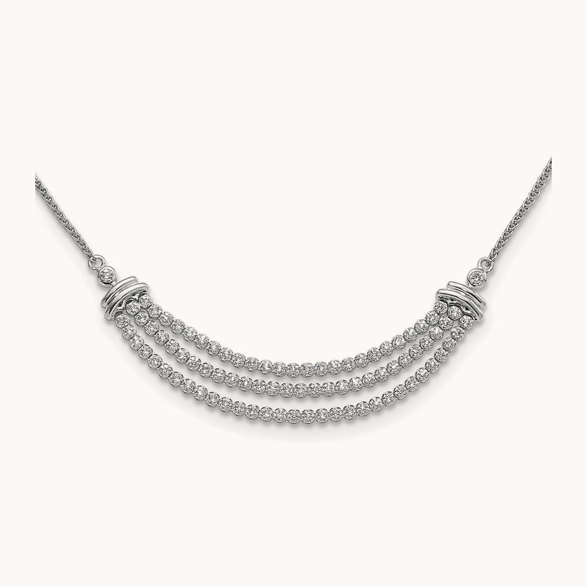 Adjust 3 Row Tennis Style Bolo Necklace, 2.25 ct tw Lab-Grown Diamond