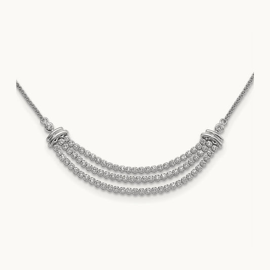 Adjust 3 Row Tennis Style Bolo Necklace, 2.25 ct tw Lab-Grown Diamond