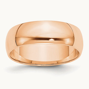 Lightweight Half Round Band, 6mm, 10K Rose Gold