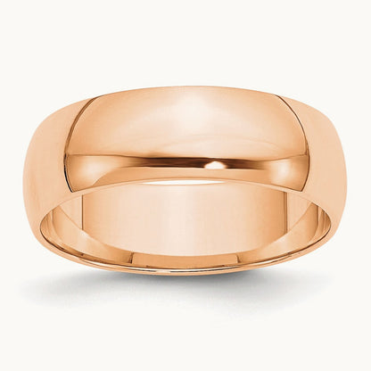 Lightweight Half Round Band, 6mm, 10K Rose Gold