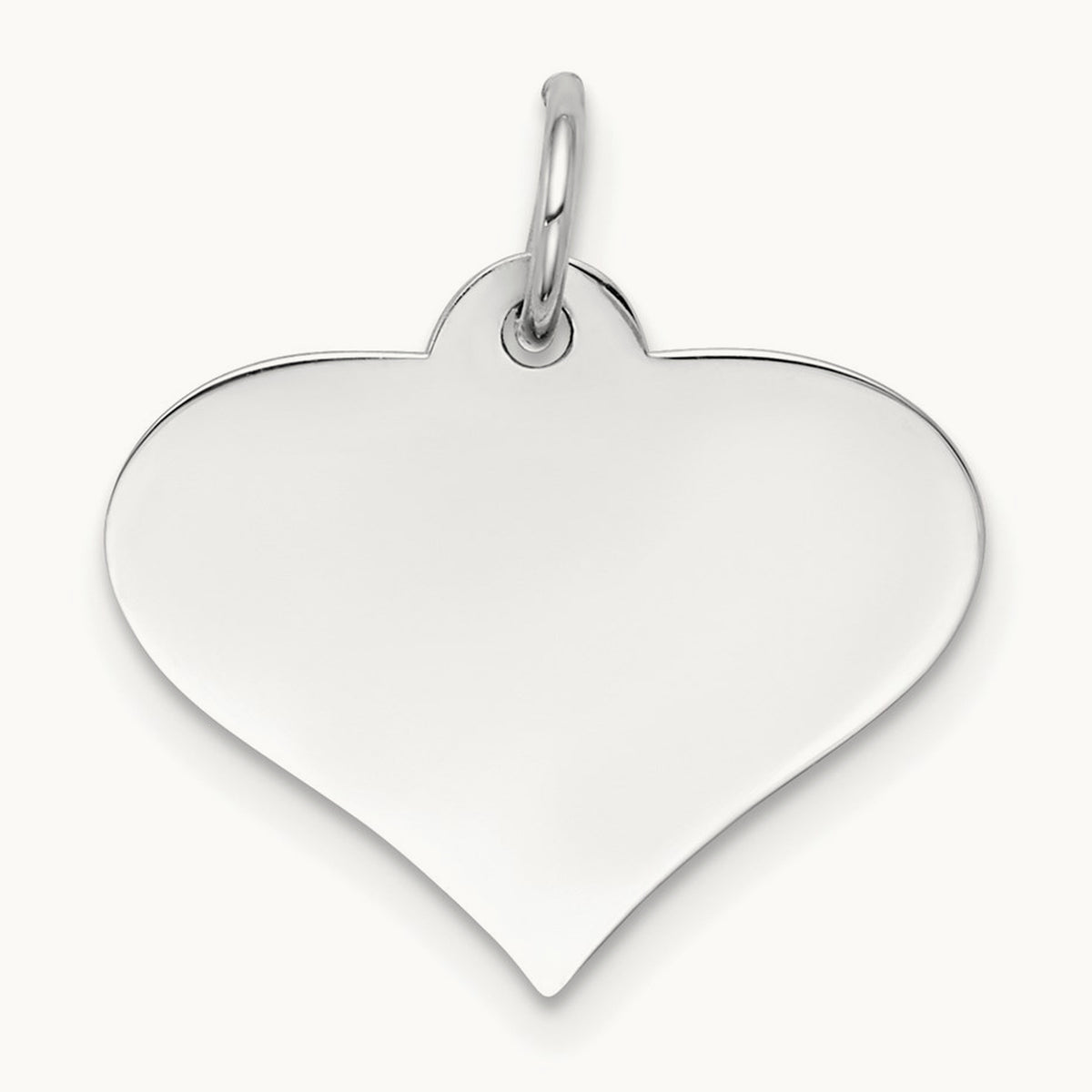 Plain .018 Gauge Engraveable Heart Disc Charm — 14K White Gold, 21mm