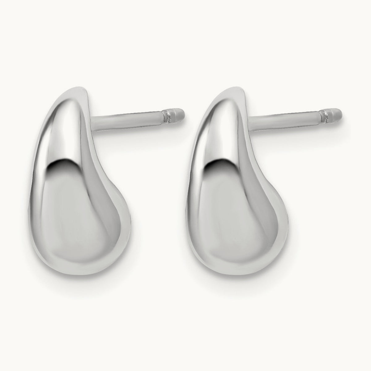 RH-plated Polished Puffed Teardrop Post Earrings, Sterling Silver — Leslie's