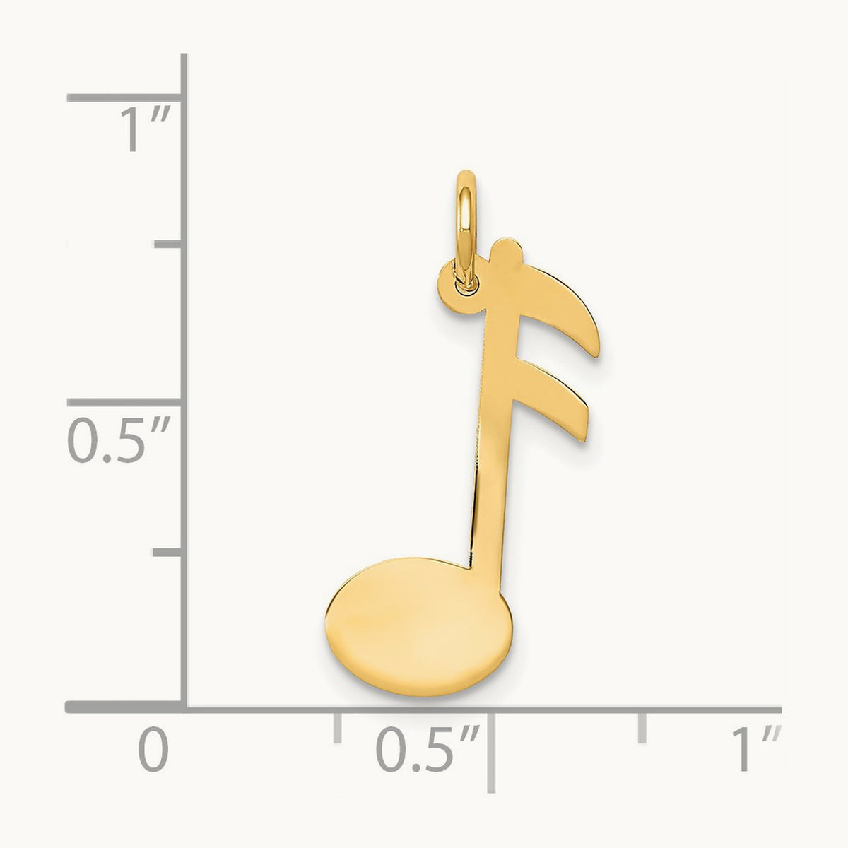 Polished Musical Note Charm — 14K Yellow Gold, 22mm