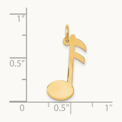 Polished Musical Note Charm — 14K Yellow Gold, 22mm