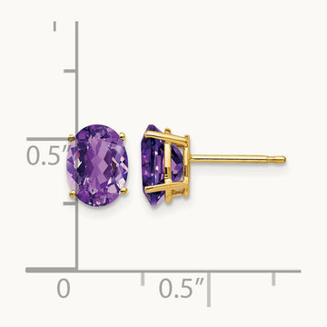 8x6mm Oval Amethyst Earrings, 14K