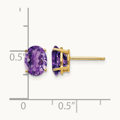 8x6mm Oval Amethyst Earrings, 14K