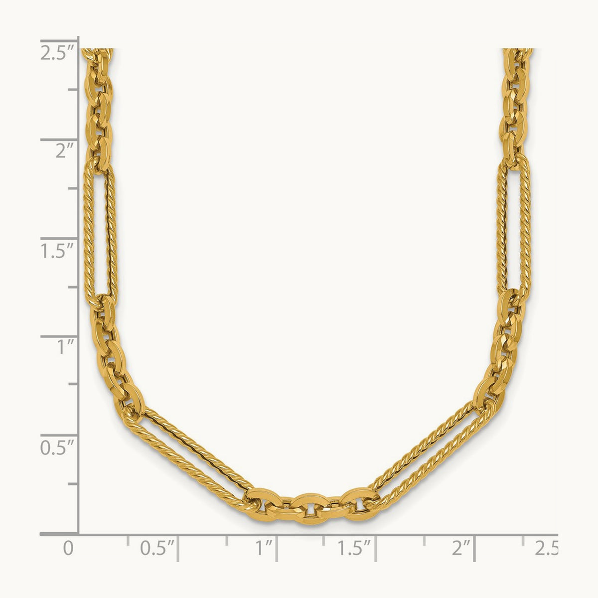 Polished and Textured 18in Fancy Link Toggle Necklace, 14K